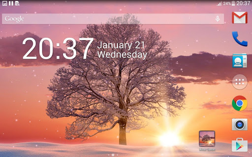 Зимний закат - Живые обои на Андроид