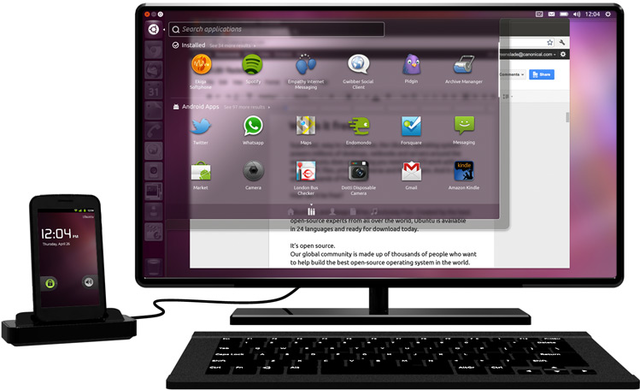Android на планшете, Ubuntu на мониторе